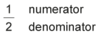 the top half of a fraction is called the numerator; the bottom half of a fraction is called the denominator