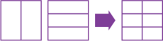 Two equally sized squares, first divided into halves vertically, second into thirds horizontally, then combined to show sixths.