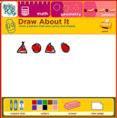 Screen grab of a Brainpop Draw About It activity. The student have started to construct a triangle-circle repeating pattern.